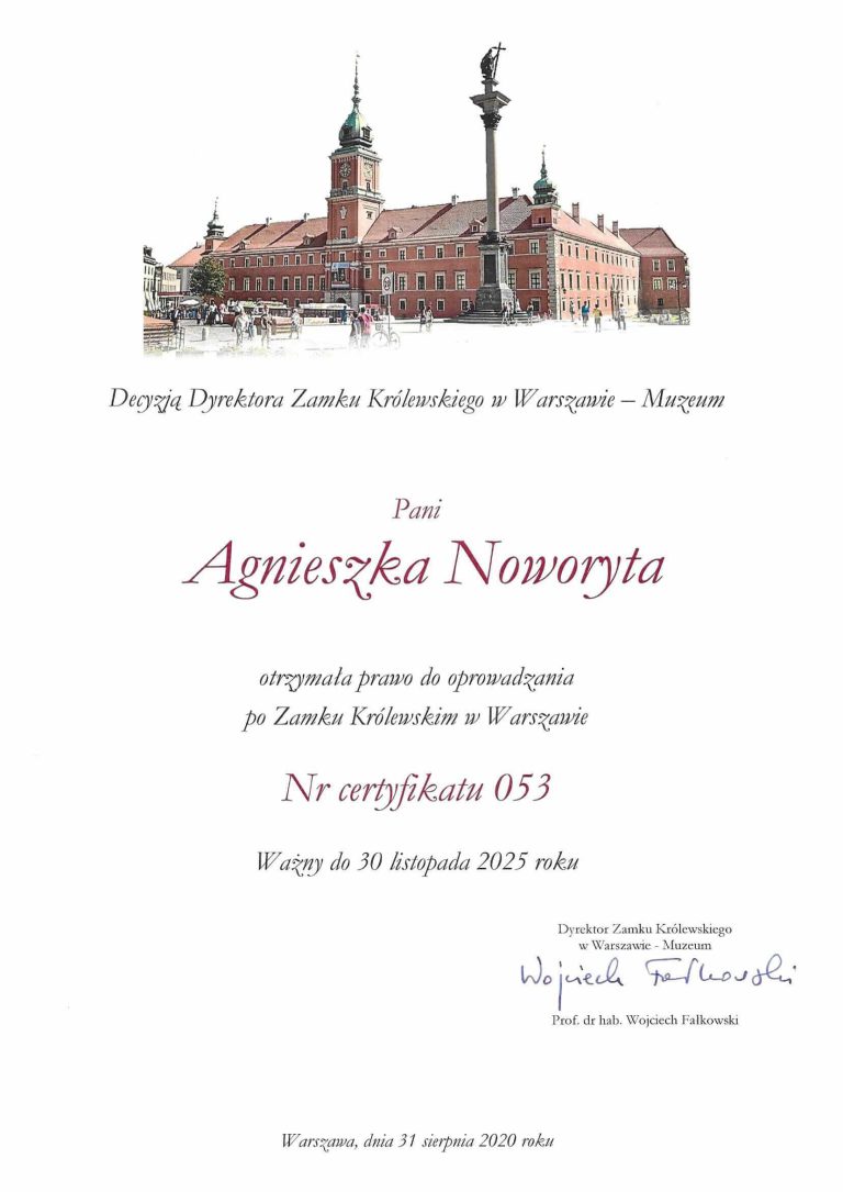 Certyfikat Zamek Królewski-1
