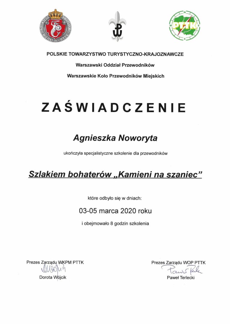 Zaświadczenie Kamienie na Szaniec-1