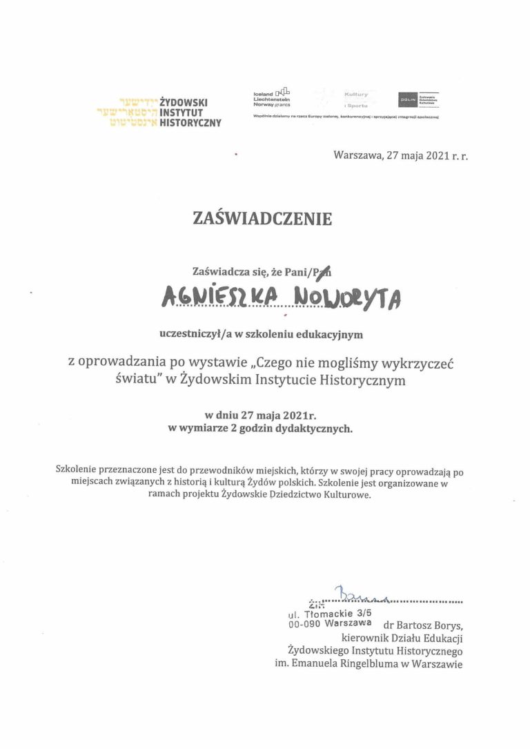 Zaświadczenie ŻIH-1